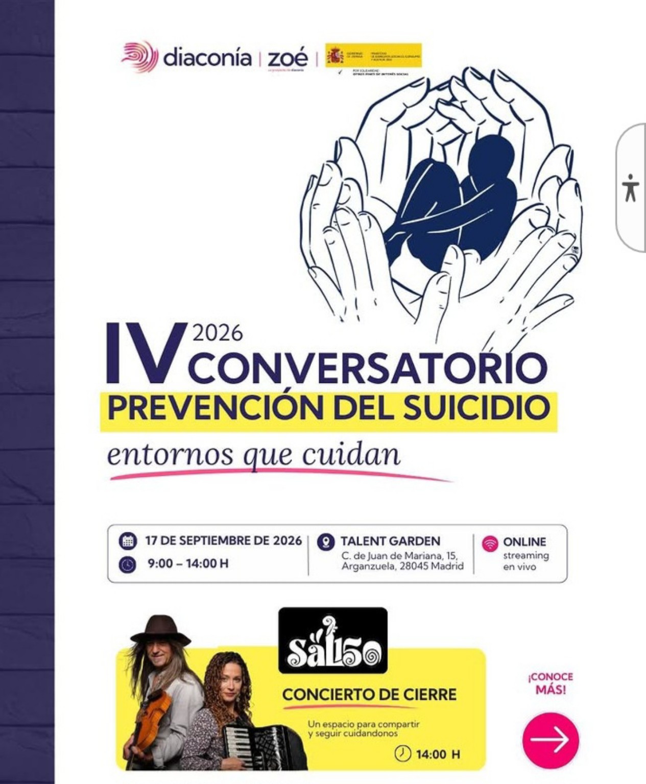Cartell oficial del IV Conversatori de Prevenció del Suïcidi Entorns que cuiden